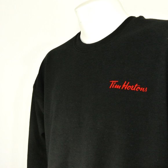 TIM HORTONS Black Sweatshirt Employee Uniform Shirt Size M Medium - Picture 1 of 12